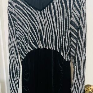 Elegant Black and Silver Long Sleeve Dress